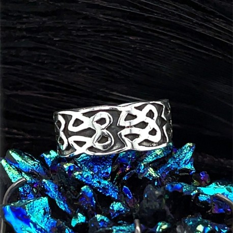 Prsten stříbrný - kruh - uzly