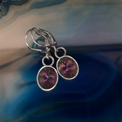 Náušnice stříbrné - Ovál mystic topas