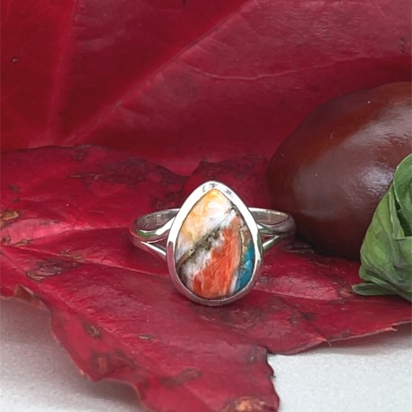 Prsten stříbrný - ústřicový tyrkys - slza