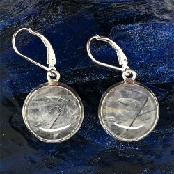 Náušnice stříbrné - Rutil horský křišťál