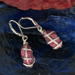 Náušnice stříbrné - Rubín drúza