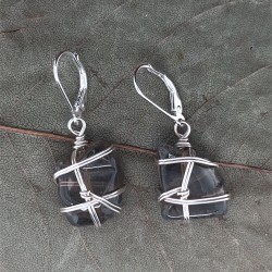 Náušnice stříbrné - Horský křišťál