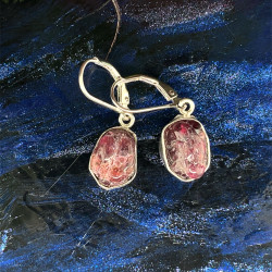 Náušnice stříbrné - almandin druzda