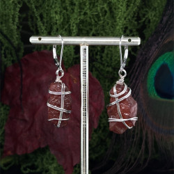 Náušnice  stříbrné - Citrín - drúza