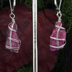 Náušnice stříbrné - Rubín horninový - drúza