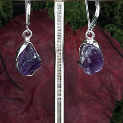 Náušnice stříbrné - Ametyst  drúza