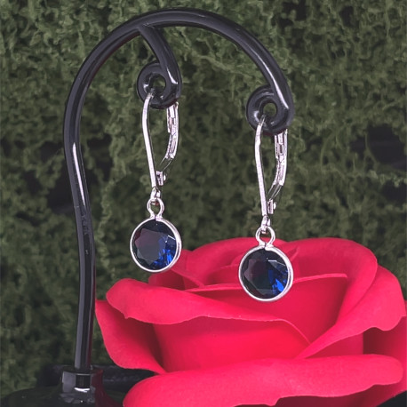 Náušnice stříbrné - Safír