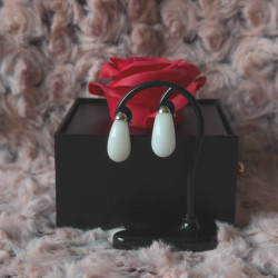 Náušnice stříbrné - Kapka měsíční kámen