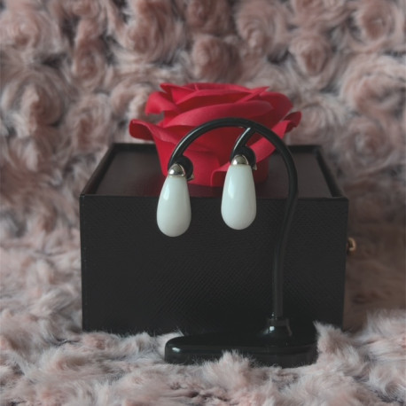 Náušnice stříbrné - Kapka měsíční kámen