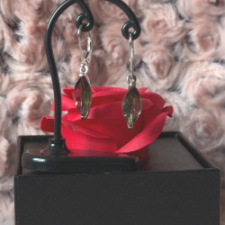 Náušnice stříbrné - Kouřový křišťál oválek