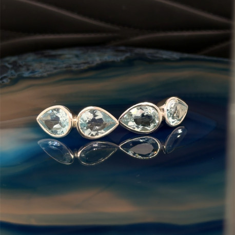 Náušnice stříbrné - Kapky topas