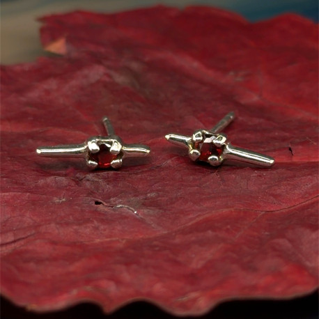 Náušnice přívěsek stříbrné - Souprava almandin