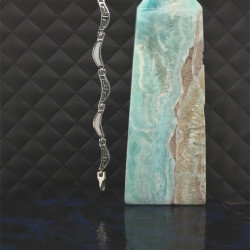 Náramek  stříbrný - bílý opalit