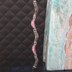 Náramek  stříbrný - růžový opalit