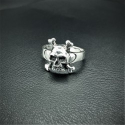 Prsten stříbrný - Lebka malá - kosti