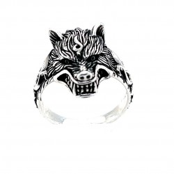 Prsten stříbrný - vlk
