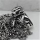 Prsten stříbrný AG 925 lebka klíče plameny