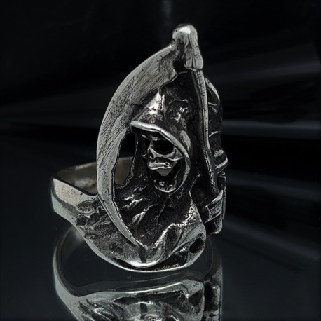 Prsten stříbrný - Smrťák s kosou