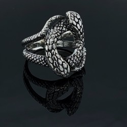 Prsten stříbrný - propletení hadi