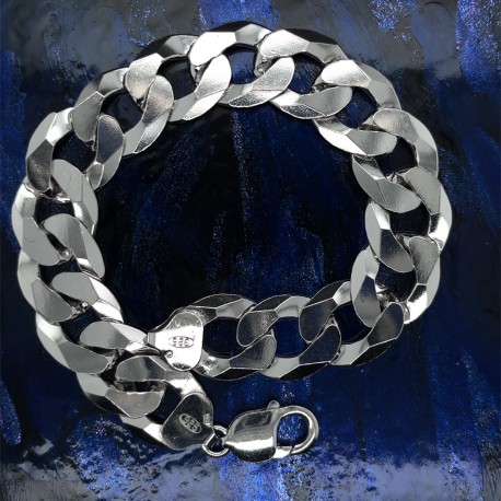 Náramek stříbrný - pancer masivní plochý - rhodium