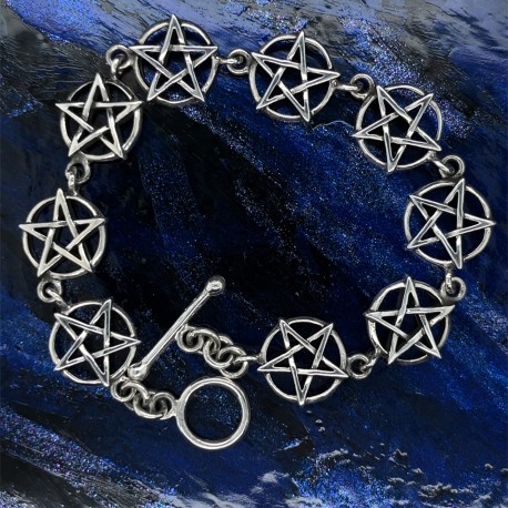 Náramek  stříbrný  - pentagram ostrý