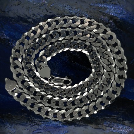 Řetízek stříbrný - pancer plochý - rhodium